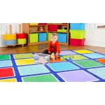 Covor mare 3x3 m pentru Copii cu patrate colorate Curcubeu Covor Multicolor Rainbow